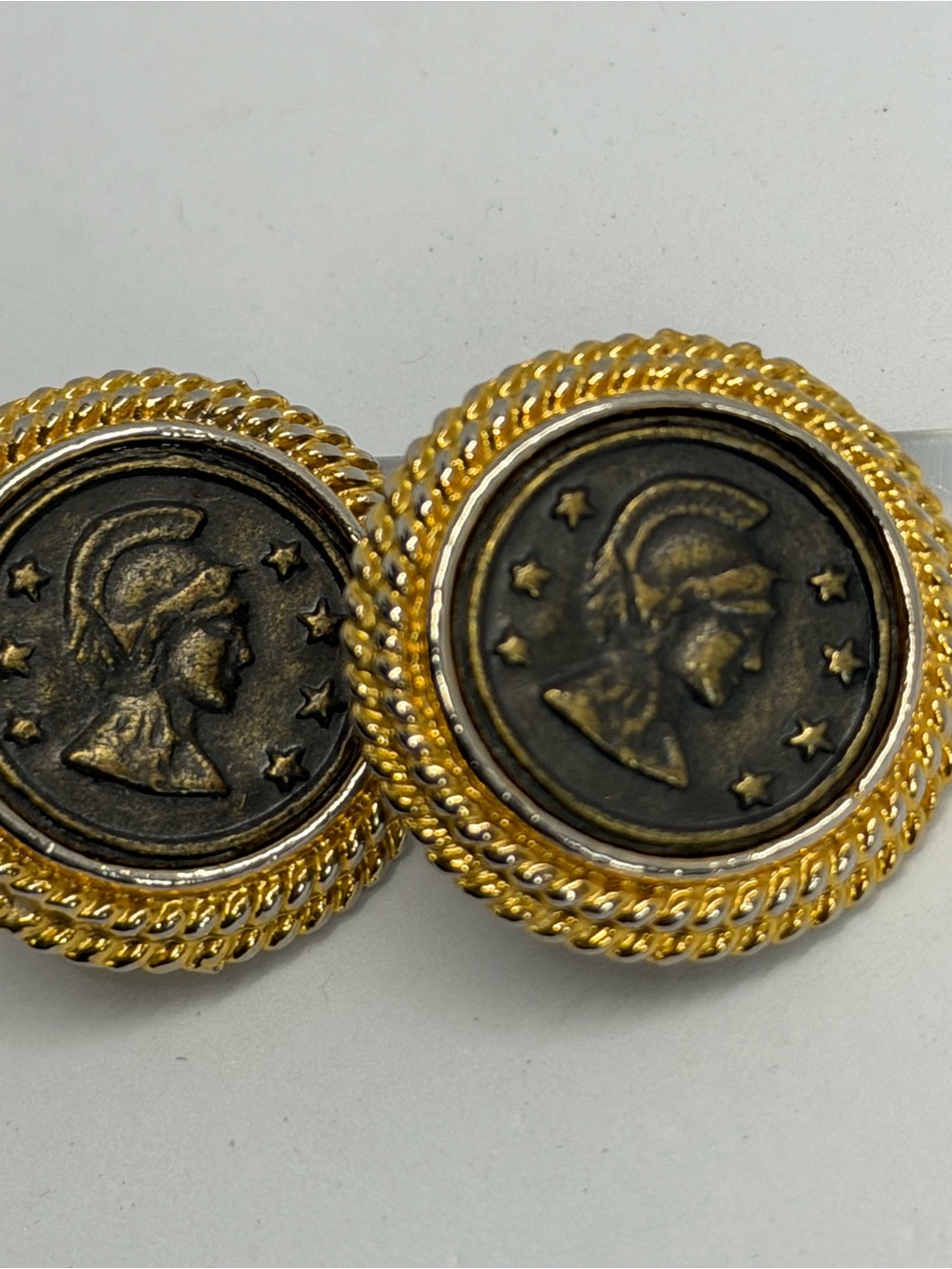 Vintage Gold-Tone Coin Medallion Earrings